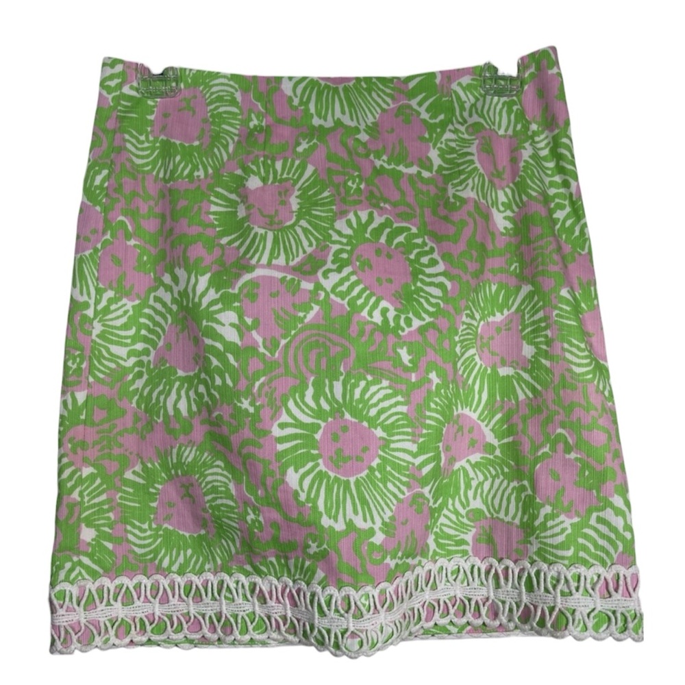 LILLY PULITZER Playful “Sunnyside Lion” Skirt in Green/Pink Size 12 — GORGEOUS! - Picture 2 of 9